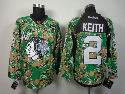 Chicago Blackhawks 2 KEITH camo Green nhl Jersey