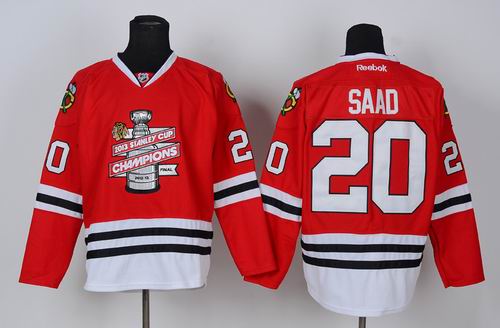 Chicago Blackhawks 20 2013 NHL Stanley Cup Final Champions Silver Brandon Saad Red Jersey