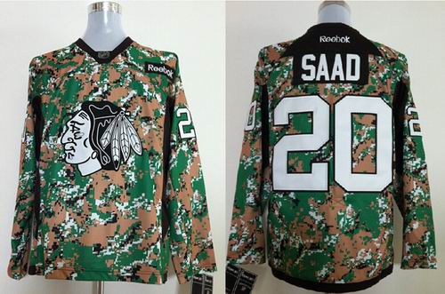 Chicago Blackhawks 20 Saad camo Green nhl Jersey