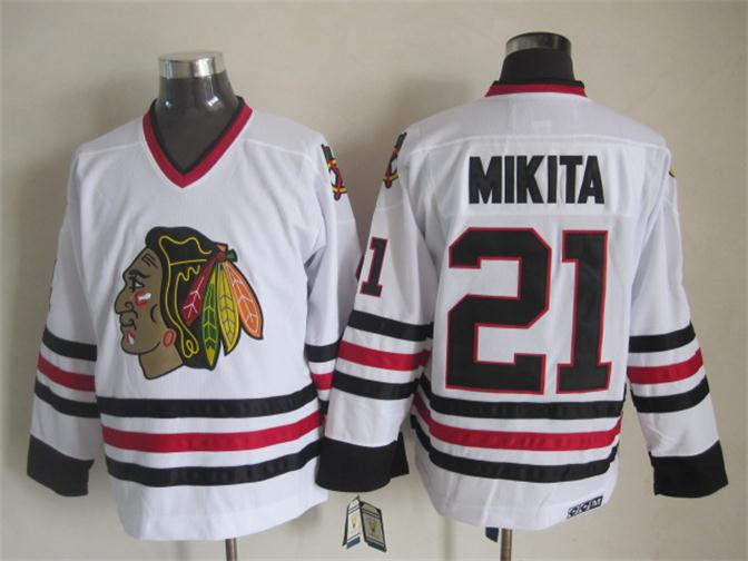Chicago Blackhawks 21 Stan Mikita white CCM Ice men ice hockey nhl jerseys