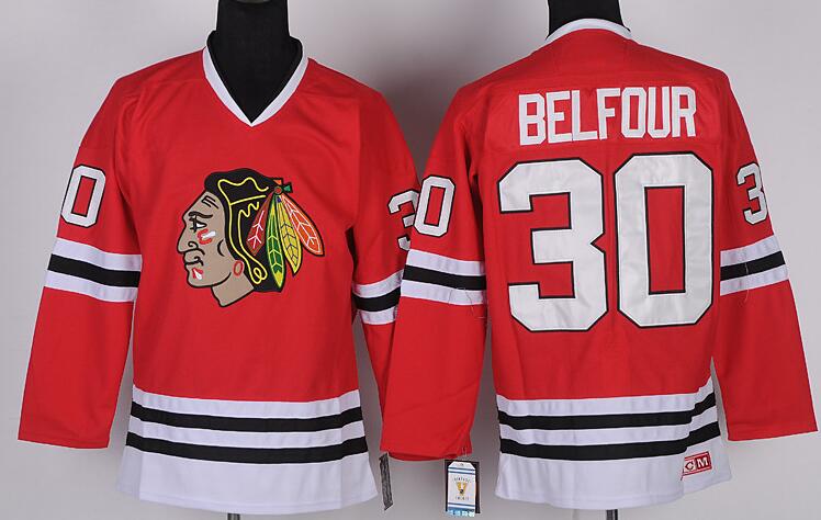 Chicago Blackhawks 30 BELFOUR Red NHL Jerseys