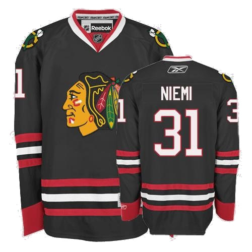 Chicago Blackhawks 31 Niemi Black nhl hockey jersey
