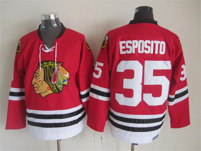 Chicago Blackhawks 35 Tony Esposito  red hockey men Jerseys