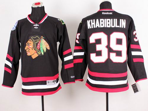 Chicago Blackhawks 39 KHABIBULIN 39 black nhl Jersey