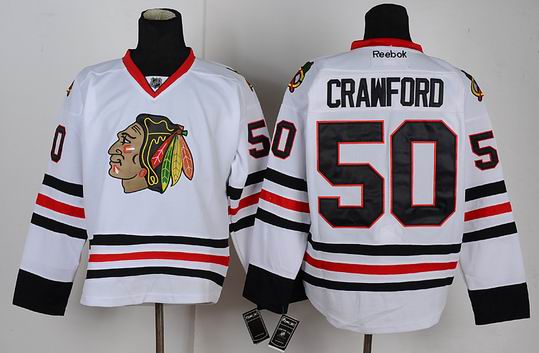 Chicago Blackhawks 50  Corey Crawford white hockey Jersey