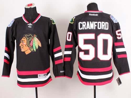 Chicago Blackhawks 50 CRAWFORD black nhl men Jersey