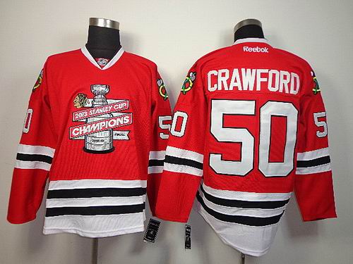 Chicago Blackhawks 50 crawford red 2013 NHL Stanley Cup Final Champions Silver