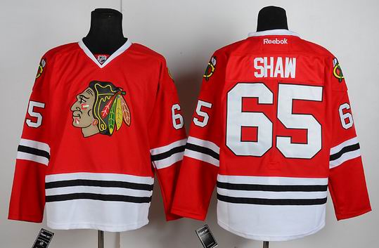 Chicago Blackhawks 65 SHAW Red NHL hockey Jerseys
