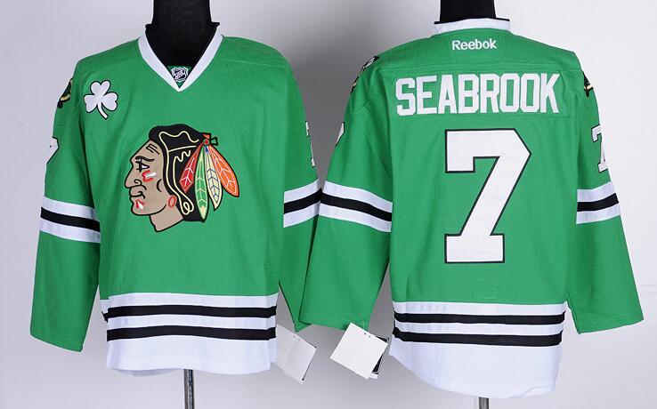 Chicago Blackhawks 7 Brent Seabrook Green men ice hockey nhl jerseys