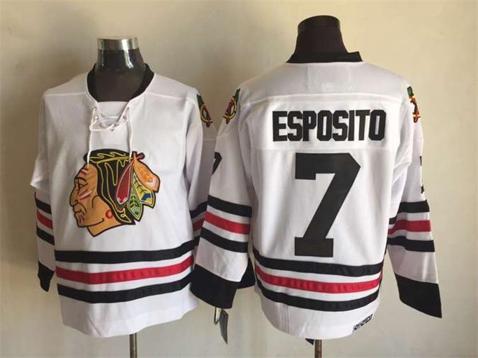 Chicago Blackhawks 7 Esposito white men ice hockey nhl jerseys