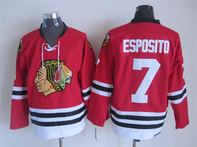 Chicago Blackhawks 7 Tony Esposito Red hockey NHL Jerseys