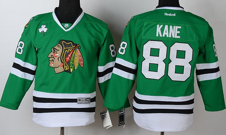 Chicago Blackhawks 88 Patrick Kane Green men hockey nhl Jersey