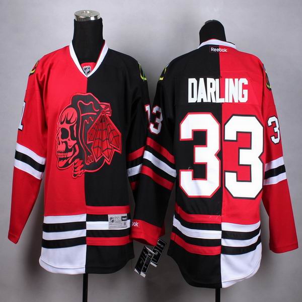 Chicago Blackhawks Scott Darling  jersey 33 Black red split nhl  Jerseys