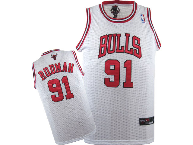 Chicago Bulls 91 RODMAN  white Adidas men NBA basketball jerseys
