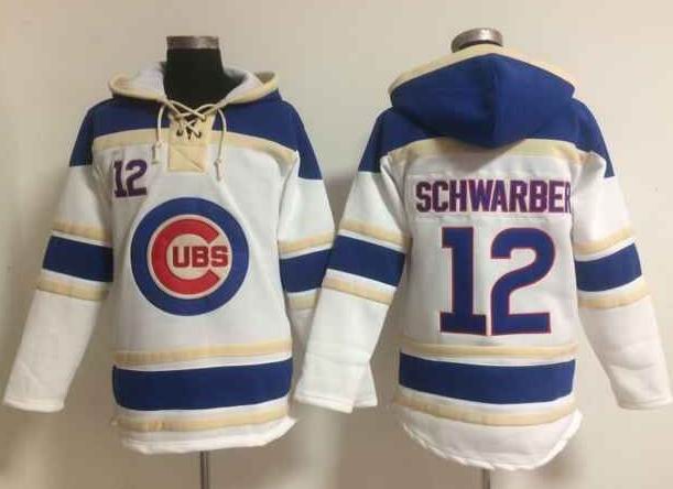 Chicago Cubs 12 Kyle Schwarber White mlb baseball Hooded Sweatshirt