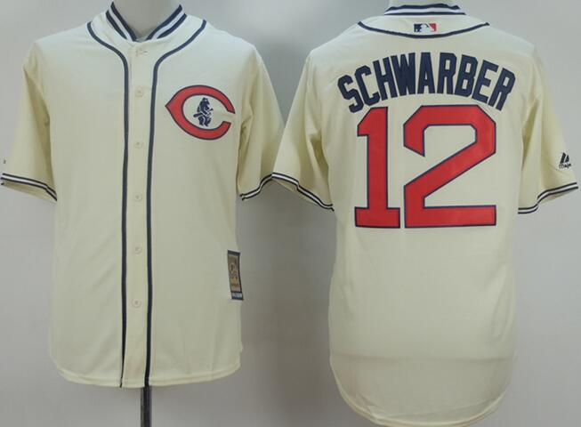 Chicago Cubs 12 Kyle Schwarber beige throwback men baseball mlb Jersey(1)