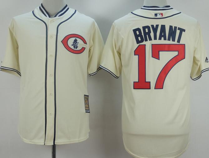 Chicago Cubs 17 Kris Bryant beige throwback men baseball mlb jerseys(1)