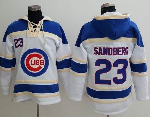 Chicago Cubs 23 Ryne Sandberg white MLB baseball Hooded Sweatshirt