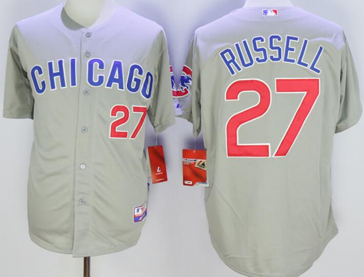 Chicago Cubs 27 Addison Russell majestice grey men baseball mlb jersey