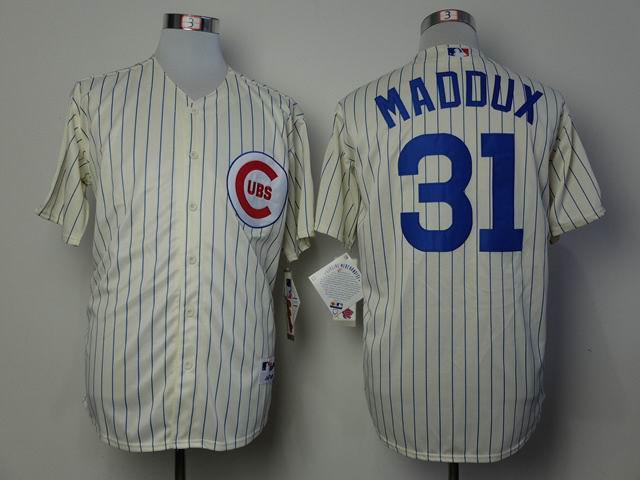 Chicago Cubs 31  Greg Maddux beige Throwback men baseball mlb Jersey