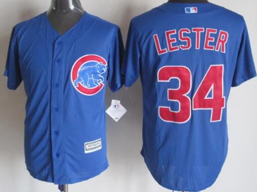 Chicago Cubs 34 Jon Lester blue majestic baseball jersey