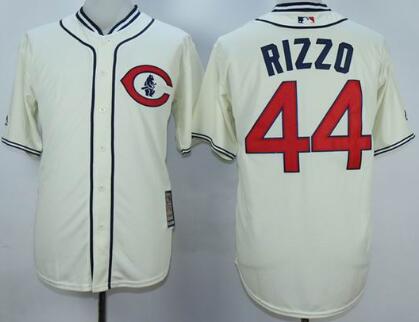 Chicago Cubs 44 Anthony Rizzo  beige throwback men baseball mlb jerseys(1)