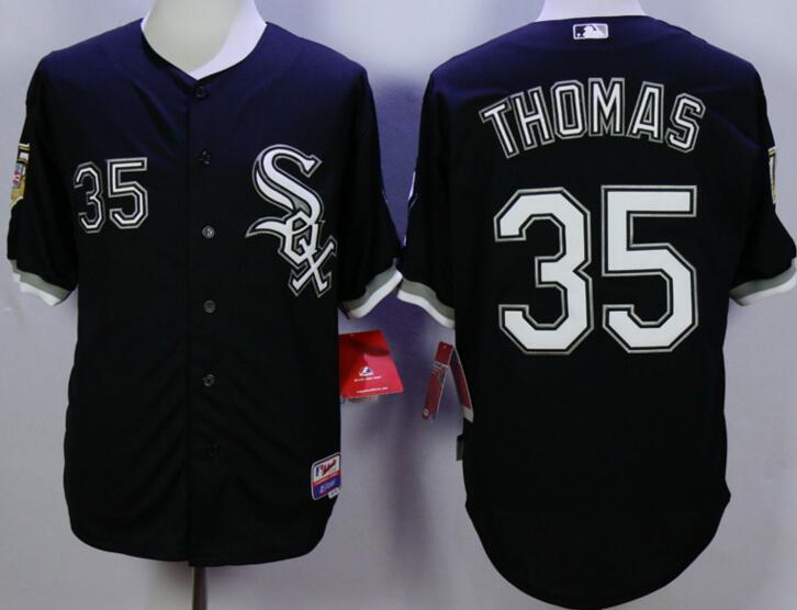 Chicago White Sox 35 Frank Thomas 2014 Hall Of Fame Inductee  black Jersey 75th Anniversary Commemorative Patch