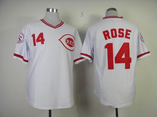 Cincinnati Reds 14 Pete Rose white throwback men baseball mlb  jersey
