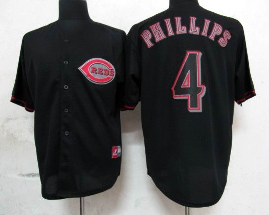 Cincinnati Reds 4 Brandon Phillips Black Fashion men baseball mlb Jerseys