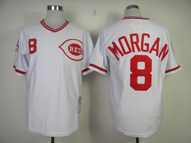Cincinnati Reds 8 Joe Morgan White Throwback men baseball mlb jerseys