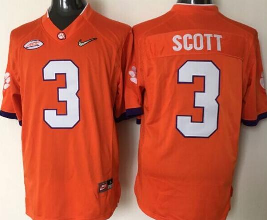 Clemson Tigers 3 Artavis Scott Orange men NCAA college Football Jersey