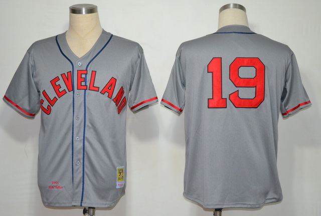 Cleveland Indians 19# Bob Feller Grey M&N 1948 Jerseys MLB