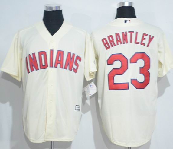Cleveland Indians 23 Michael Brantley  beige men baseball mlb jerseys