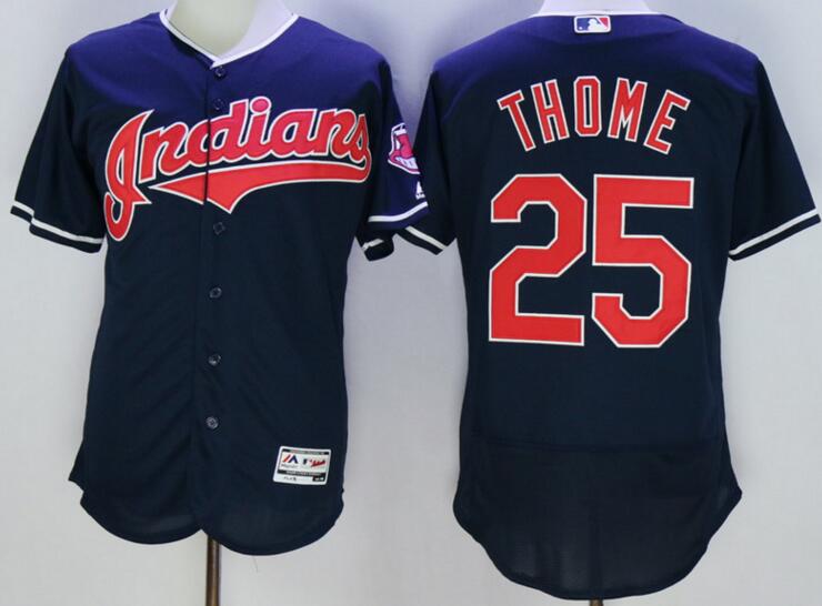 Cleveland Indians 25 Jim Thome blue throwback Flexbase Authentic Collection men baseball mlb Jersey