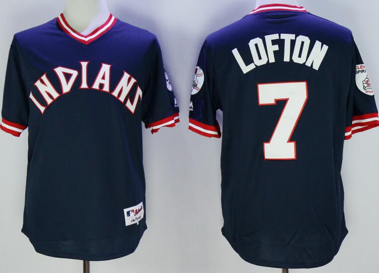 Cleveland Indians 7 Laporta blue men baseball mlb jersey