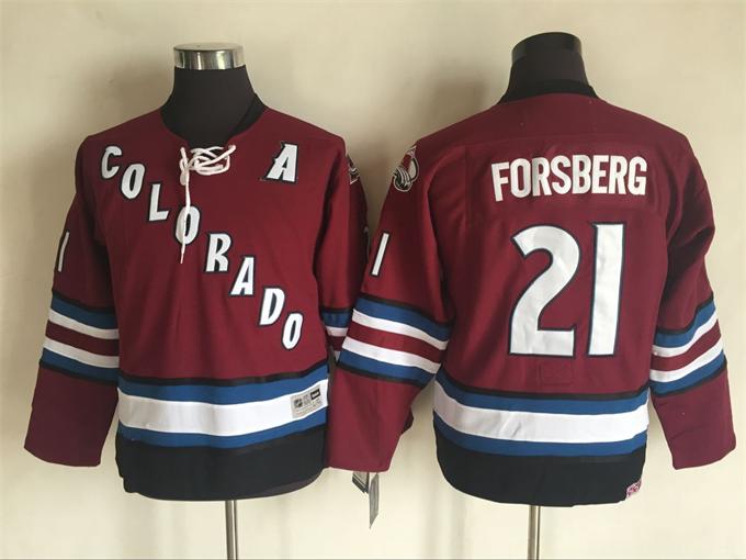 Colorado Avalanche #21 Peter Forsberg Red Youth Throwback Stitched NHL Jersey