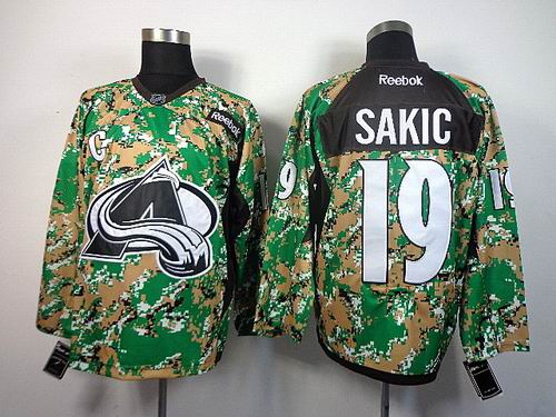 Colorado Avalanche 19 SAKIC green camo men nhl ice hockey jerseys