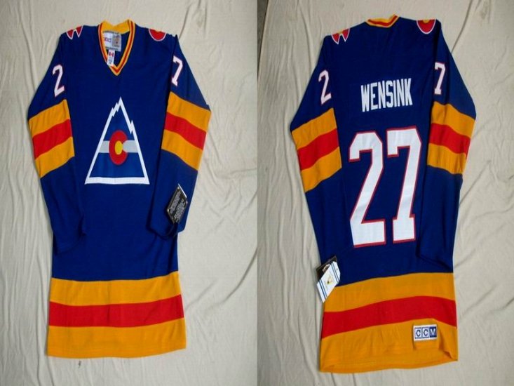 Colorado Avalanche 27 JOHN WENSINK Blue men nhl ice hockey jerseys