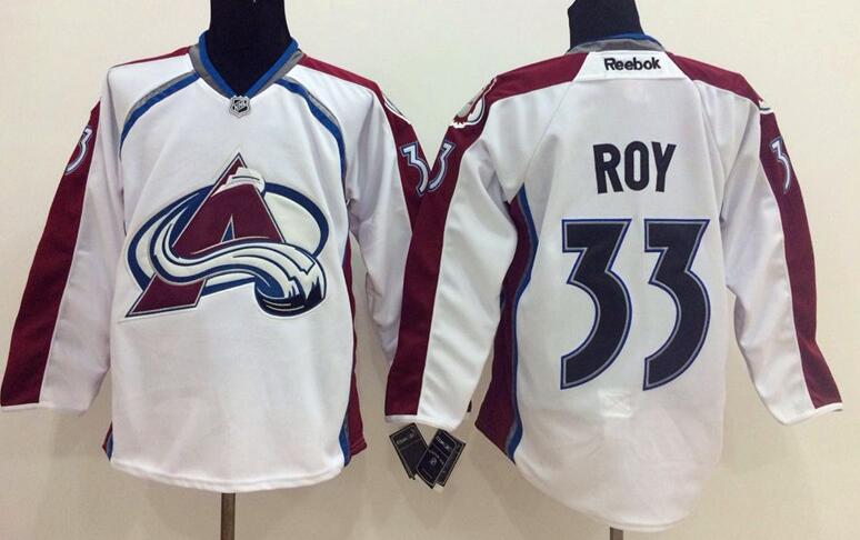 Colorado Avalanche 33 Patrick Roy white blue men nhl ice hockey jerseys