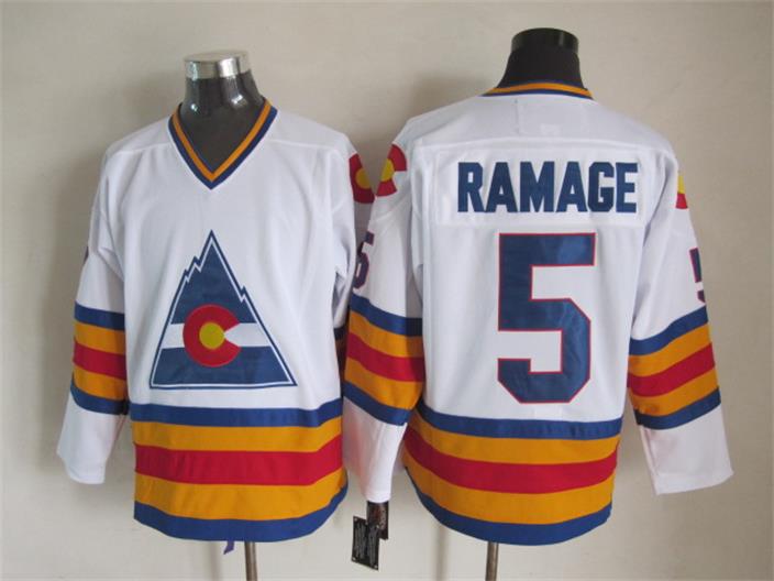Colorado Avalanche 5 Rob Ramage white men nhl ice hockey jerseys