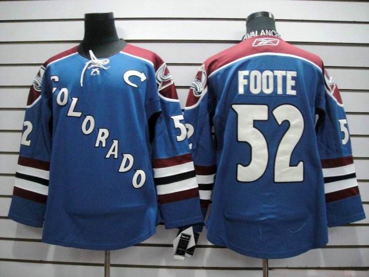 Colorado Avalanche 52 Adam Foote Blue men nhl ice hockey jerseys