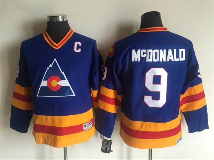 Colorado Avalanche 9 Lanny McDonald blue youth NHL Jersey C patch