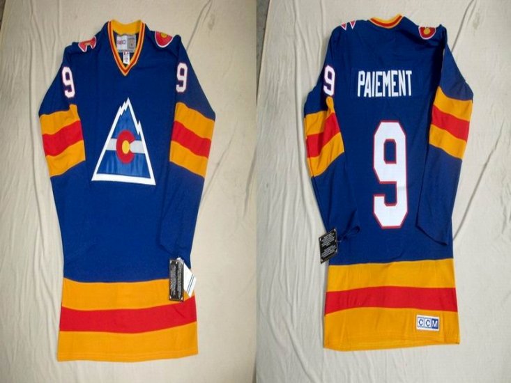 Colorado Avalanche 9 WILF PAIEMENT Blue men nhl ice hockey jerseys