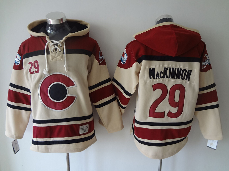 Colorado Avalanche Nathan Mackinnon 29 red beige men nhl ice hockey jerseys