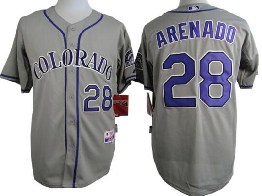 Colorado Rockies 28 Nolan Arenado gray men baseball mlb jersey