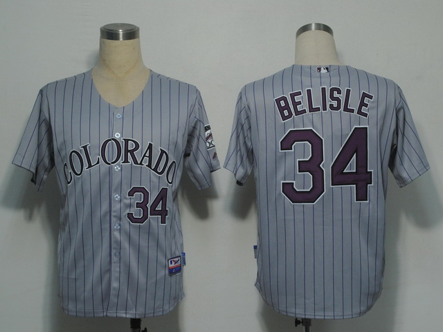 Colorado Rockies 34 BELISLE gray men baseball mlb jerseys