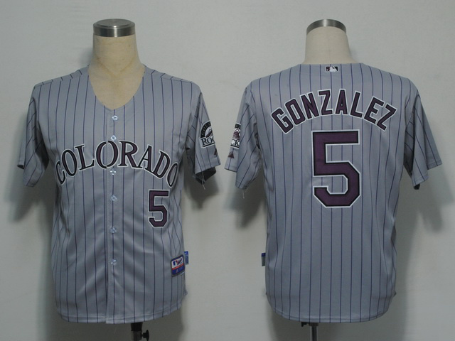 Colorado Rockies 5 GONZALEZ gray men baseball mlb Jerseys