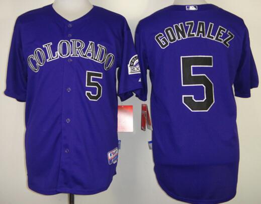 Colorado Rockies 5 GONZALEZ purple men baseball mlb Jerseys