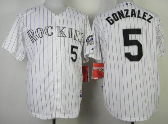 Colorado Rockies 5 GONZALEZ white mlb Jerseys