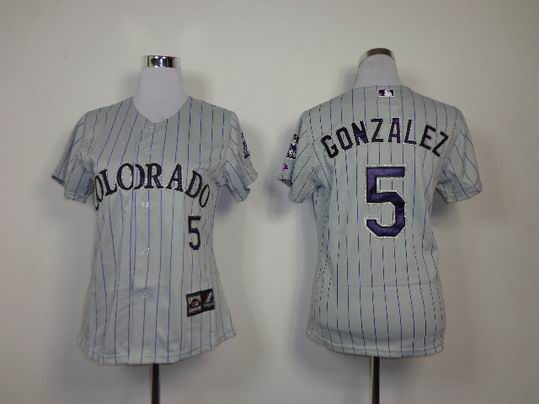 Colorado Rockies 5 gonzalez grey pinstripe women
